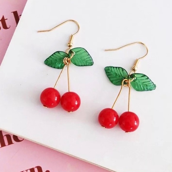 Cherry Stem Rockabilly Fun Fruit Earrings NWT - Picture 1 of 3